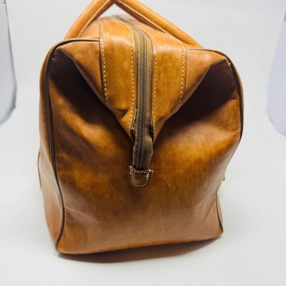 VTG Hartmann Heritage Tan Belting Leather Duffel Bag Weekender Luggage Carryon